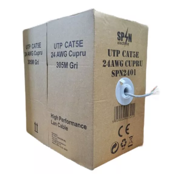 Cablu UTP GRI cupru cat 5E (305M)