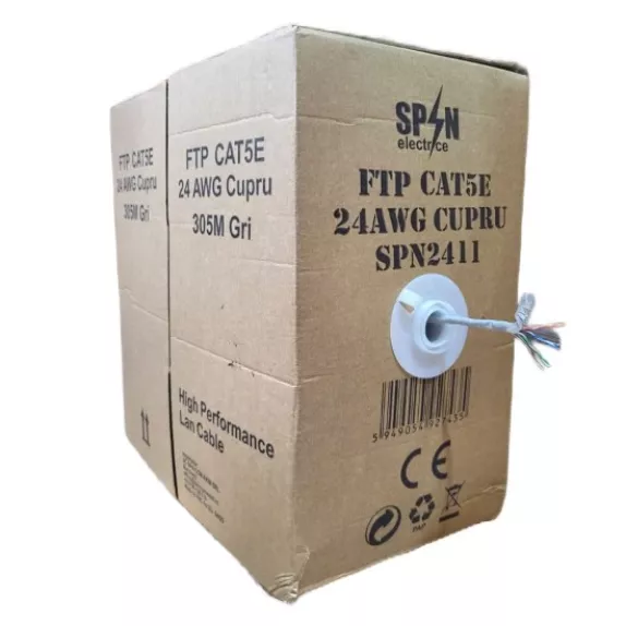 Cablu curpu FTP gri cat 5E (305M)