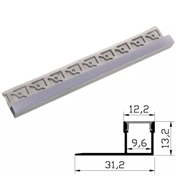 Profil banda LED din aluminiu pentru rigips 1m incastrat