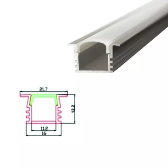 Profil banda LED, montaj incastrat, aluminiu, 1 m