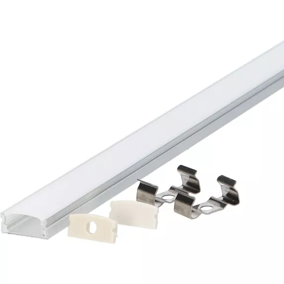 Profil banda LED usor convex, montaj aplicat, aluminiu, lungime 1 m