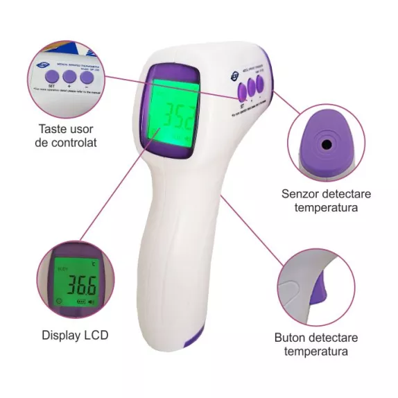 Termometru digital infrarosu, pentru frunte, fara contact cu pielea